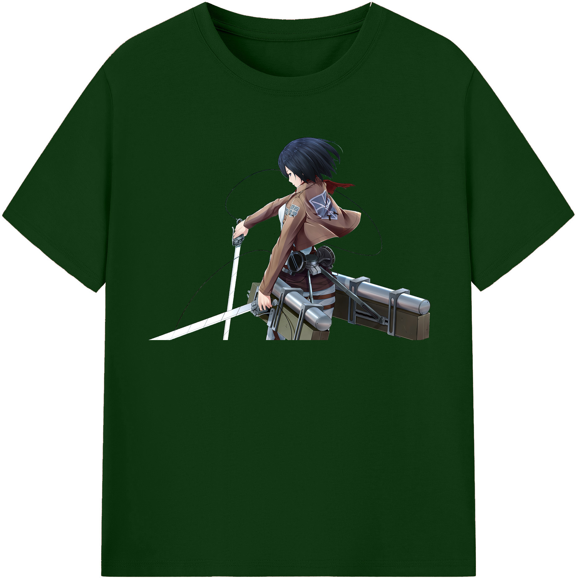 （画像用） 進撃の巨人 ミカサ·アッカーマン Attack on Titan Mikasa Ackerman 綿100％半袖Tシャツ（フロントプリント）